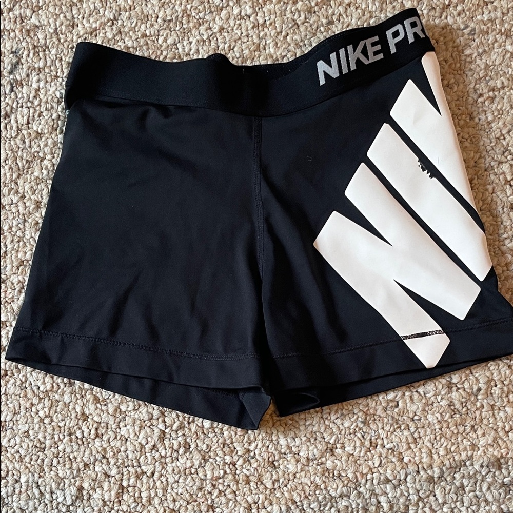 Nike Pro Women's Black and White Dri-Fit Volleyball Spandex Shorts